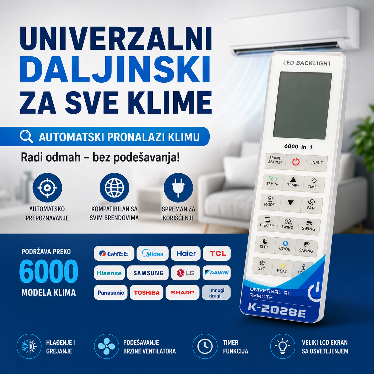 Univerzalni Daljinski za Klimu sa 6000 modela