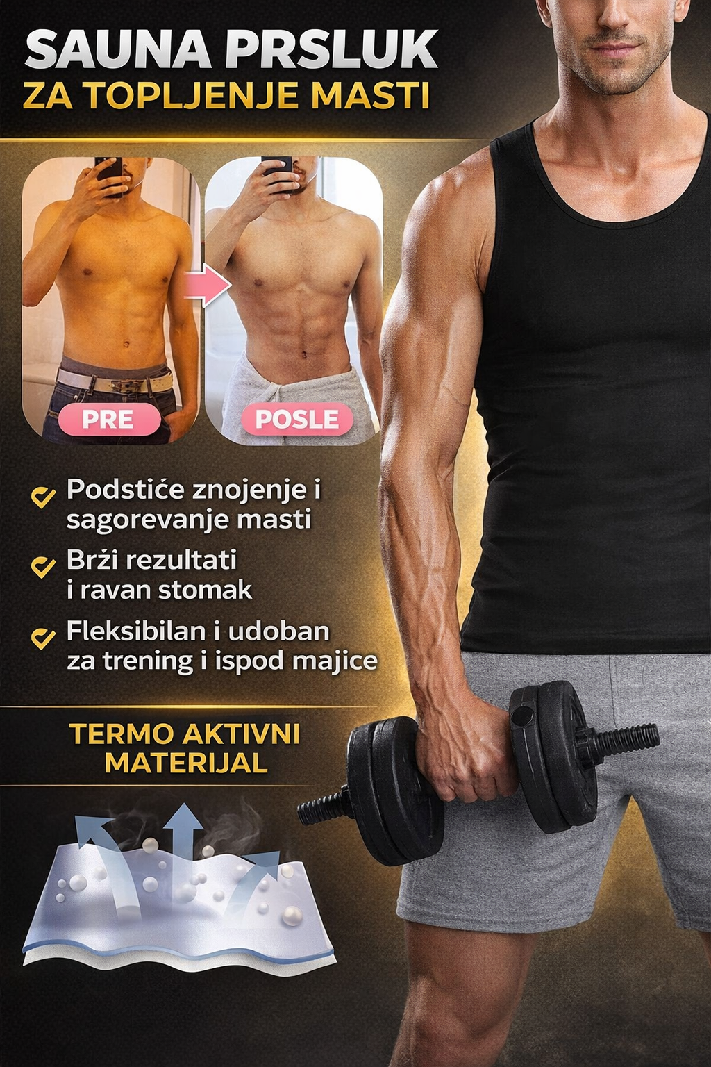 Sauna Prsluk  za Topljenje masti- Muški