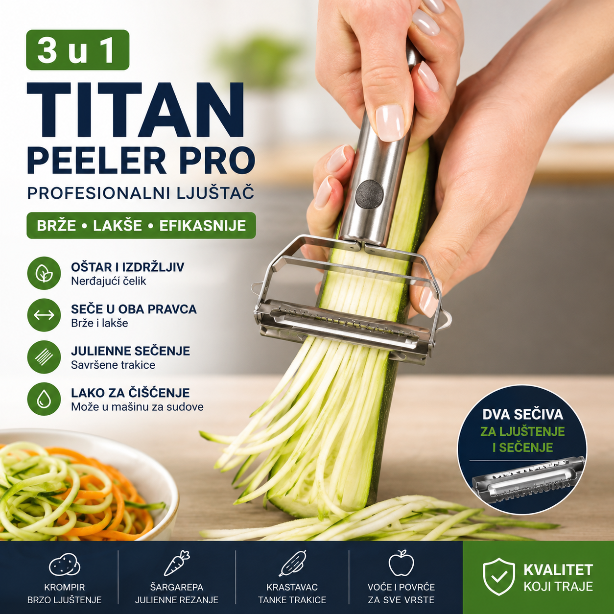 3 u 1 Titanium Ljuštilica i Secko