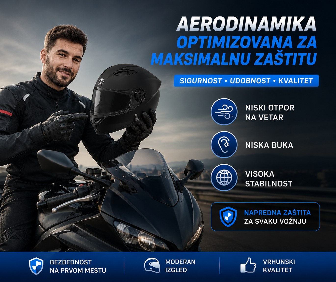 Moto Kaciga sa Duplim Vizirom