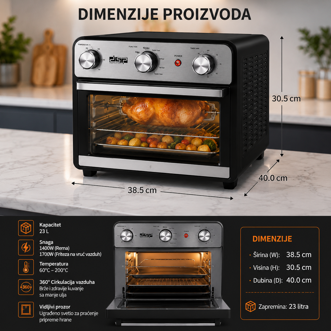 DSP-Rerna i Friteza na Vruć Vazduh -23L