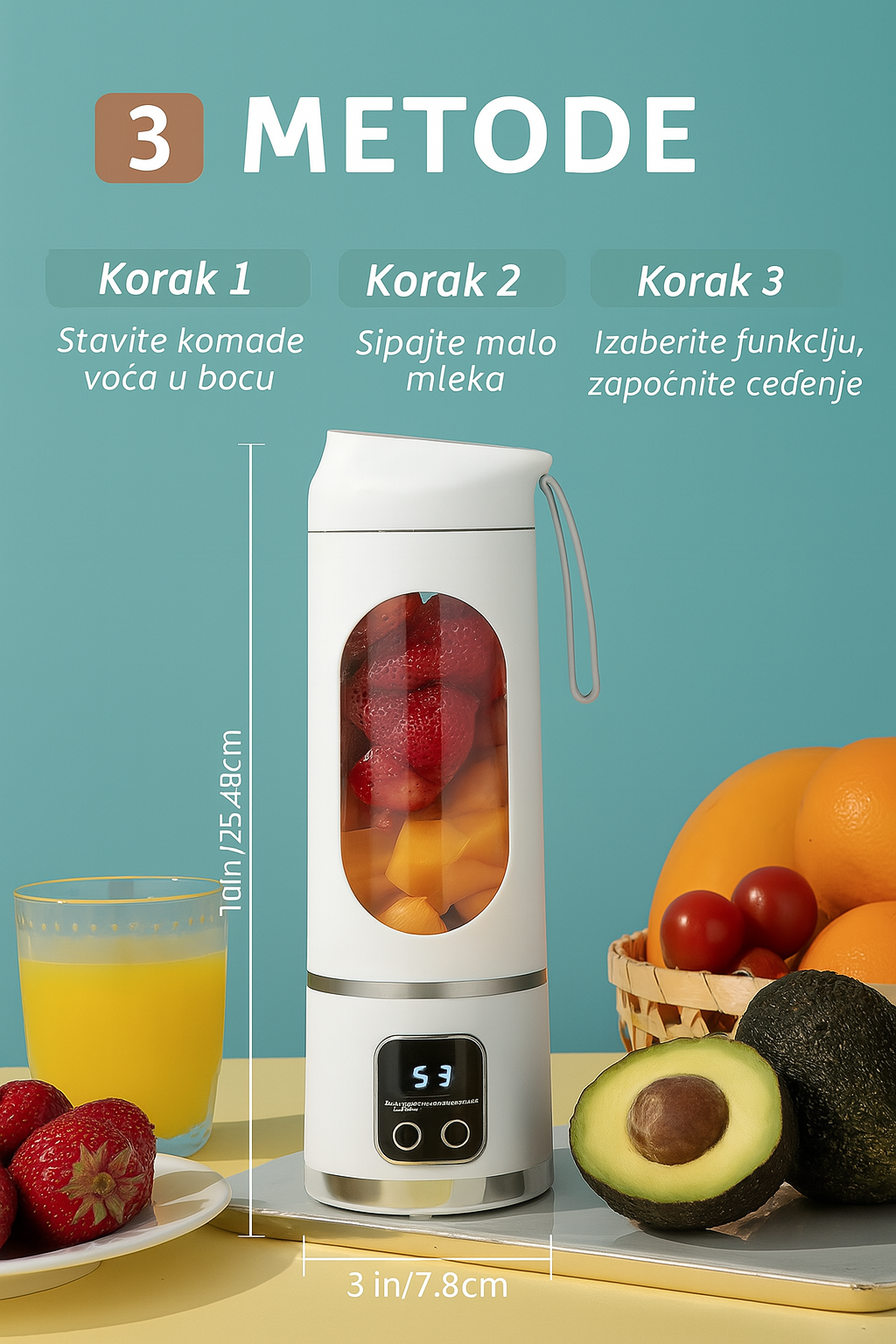 Prenosivi Blender sa LED Ekranom – 450ml | Smoothie u Pokretu