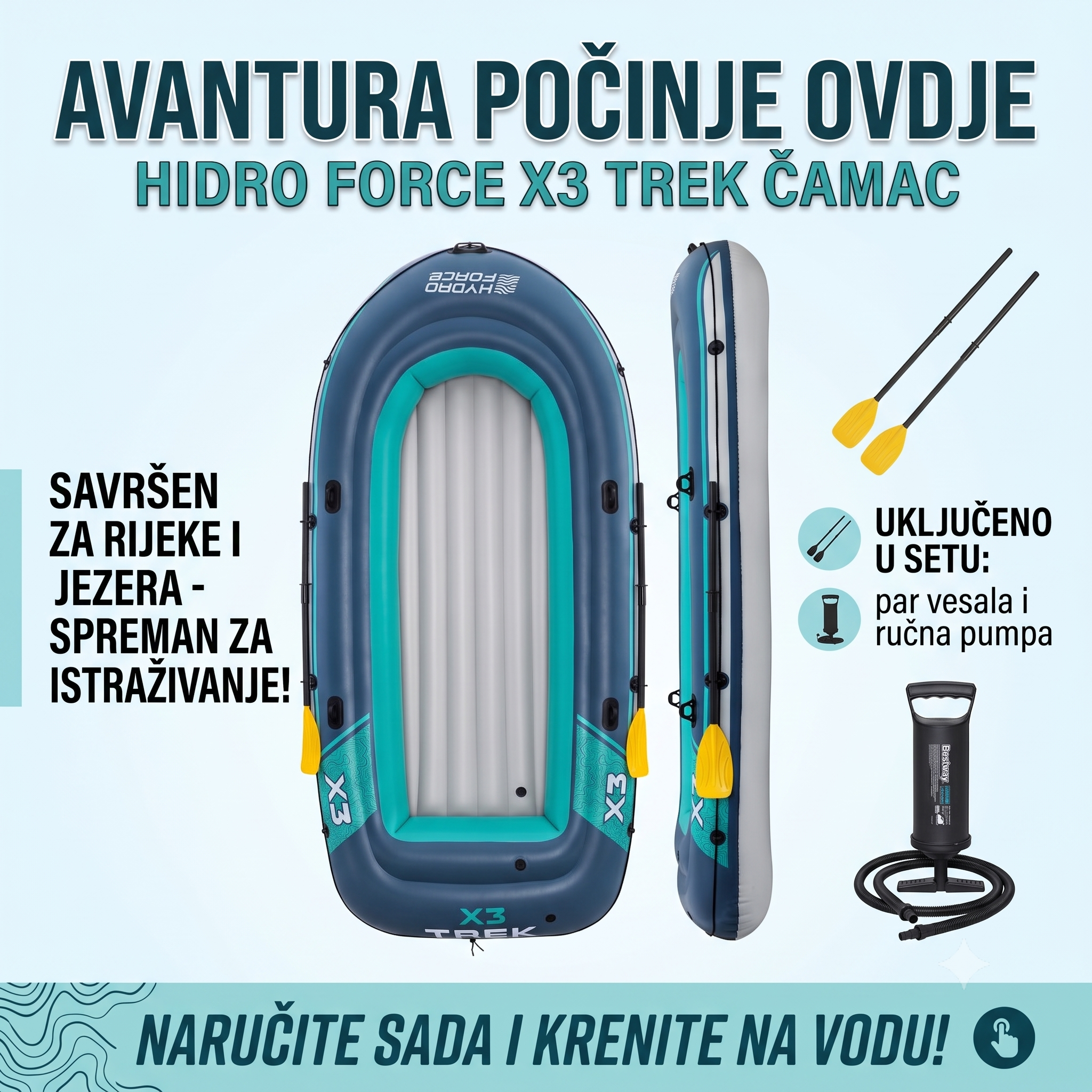 Bestway Hydro-Force Trek X3 čamac na naduvavanje 294 cm za 3 osobe