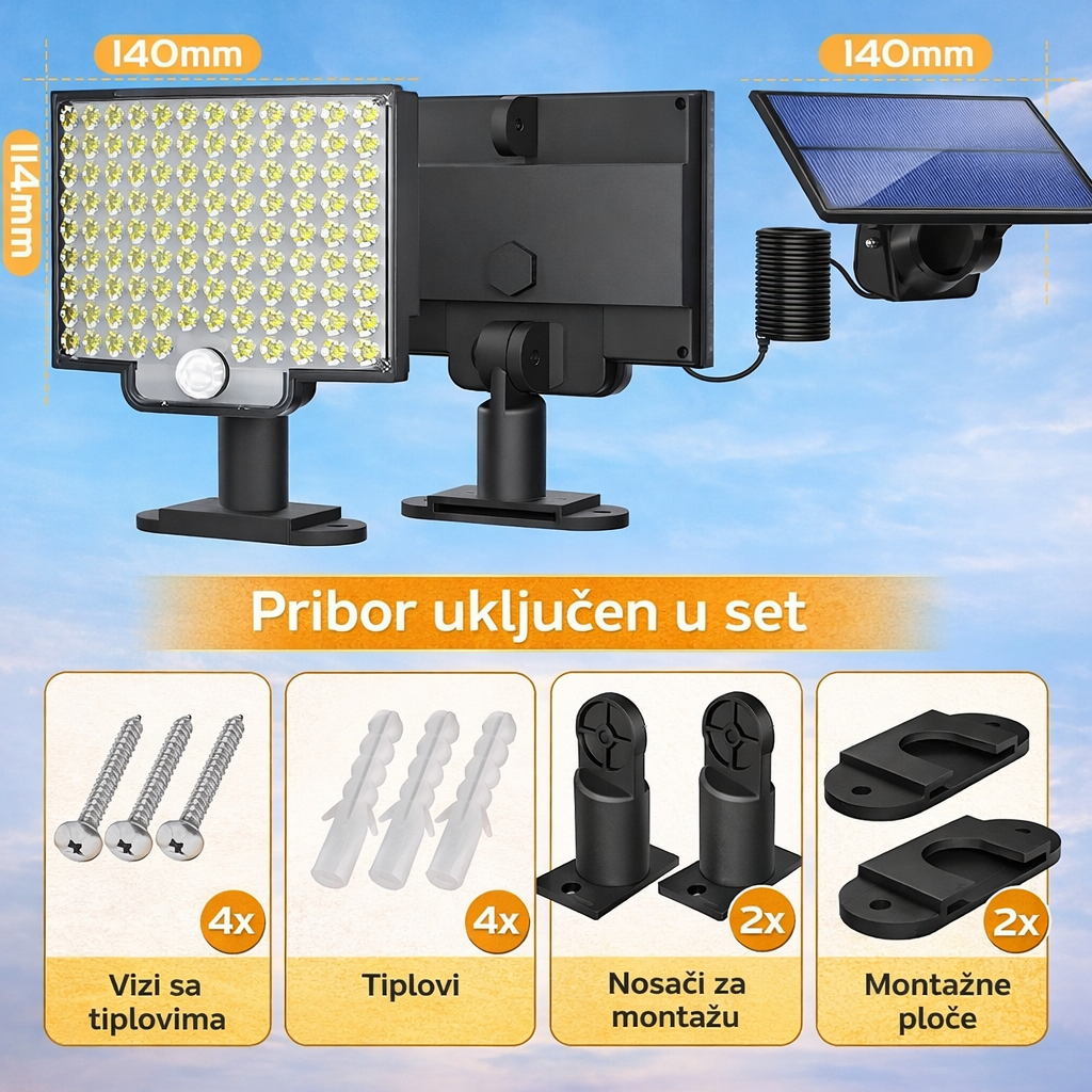 Solarna LED lampa sa senzorom pokreta 106 LED