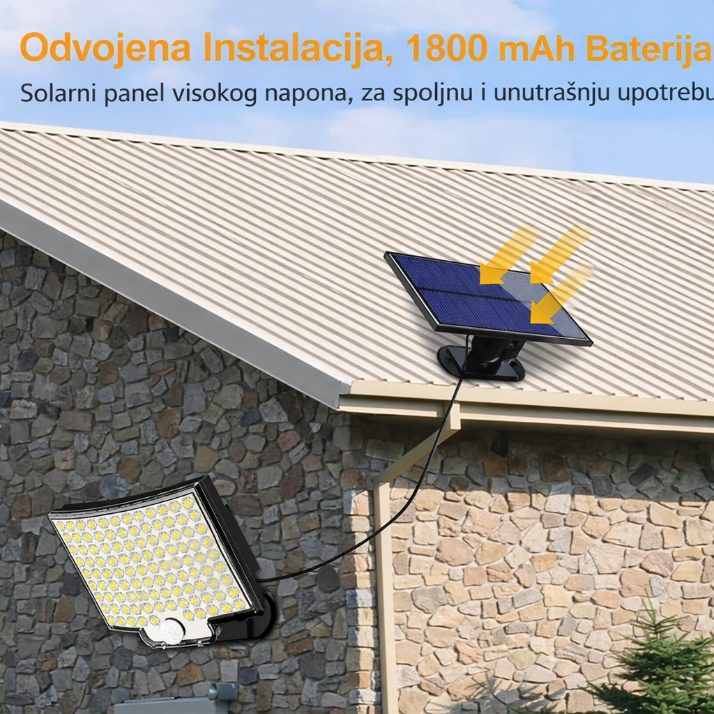 Solarna LED lampa sa senzorom pokreta 106 LED