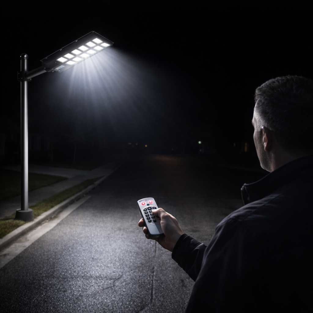 Solarni LED reflektor sa daljinskim upravljanjem + Metalna Šipka